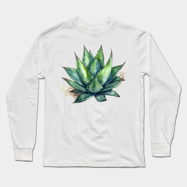 Desert Aloe Plant Long Sleeve T-Shirt by Young Inexperienced 
